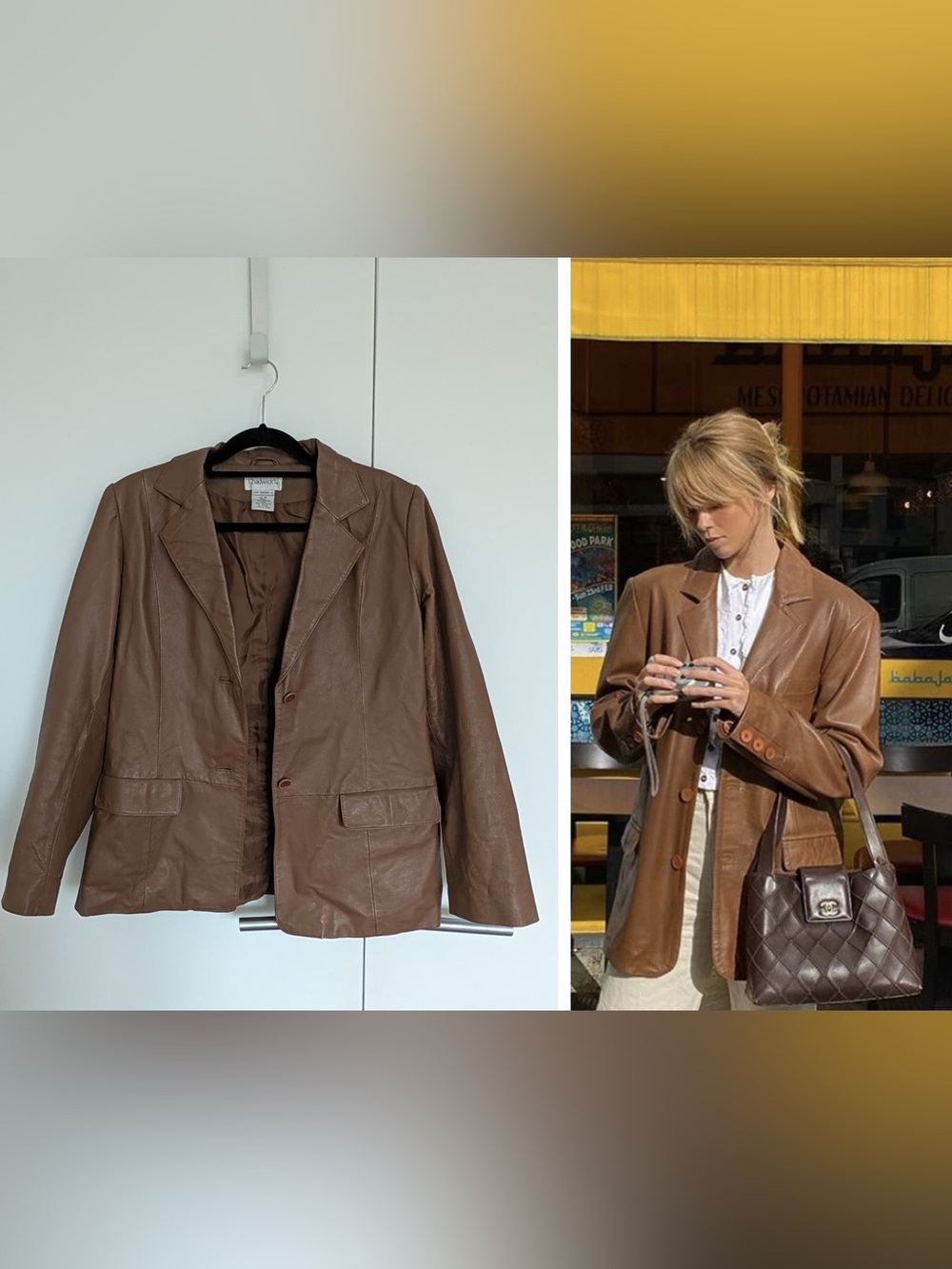 Vintage Chadwick's Brown 100% Leather Blazer Size 10 | 90s Fall 🍁